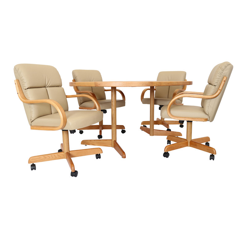 Caster Chair Company 5 Piece Extendable Double Pedestal Caster Dining Set Wayfair